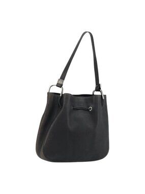 Authentic GUCCI Purse Shoulder Bag Leather Black Silver 001 3748